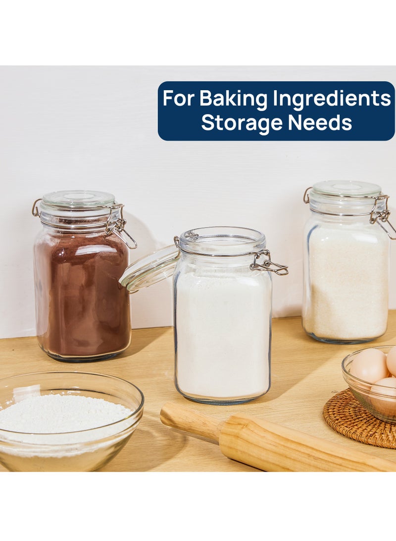 في توب مارت Vtopmart 3 قطع برطمانات زجاجية محكمة الغلق مع أغطية، 3 قطع حاويات تخزين طعام Vtopmart، حاويات ماسون مربعة، 78 أونصة1 + 50 أونصة2 - Image 5