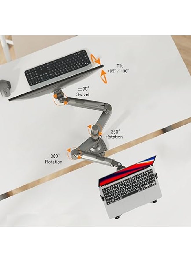 Generic - 2-in-1 Dual Monitor & Laptop Arm Mount – Fits 17"-27" Screens & 10"-17" Laptops – Gas Spring Adjustable Stand – 2 to 9kg Load Capacity – Clamp & Grommet Installation – Space-Saving Desk Setup - Image 1