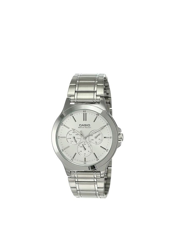كاسيو ساعة رجالي انتيسر أنالوج MTP-V300D-7AUDF - 40 ملم - فضي - Image 1