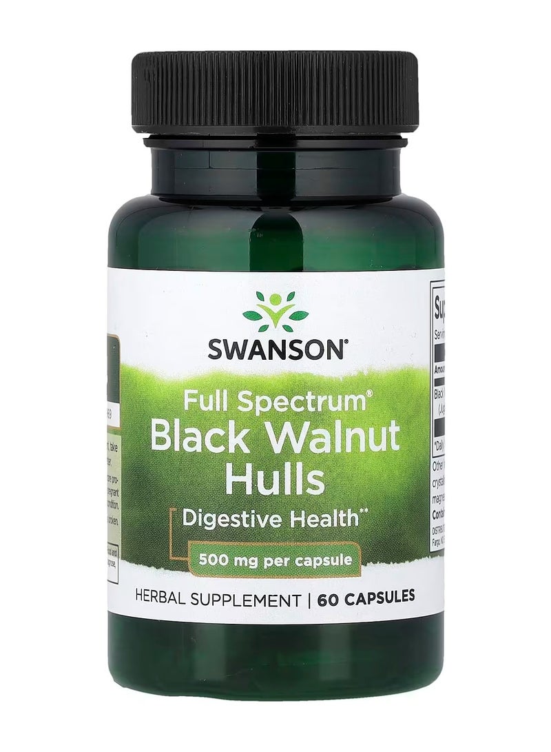 سوانسون قشور الجوز الأسود كاملة الطيف، 500 ملغ، 60 كبسولة
