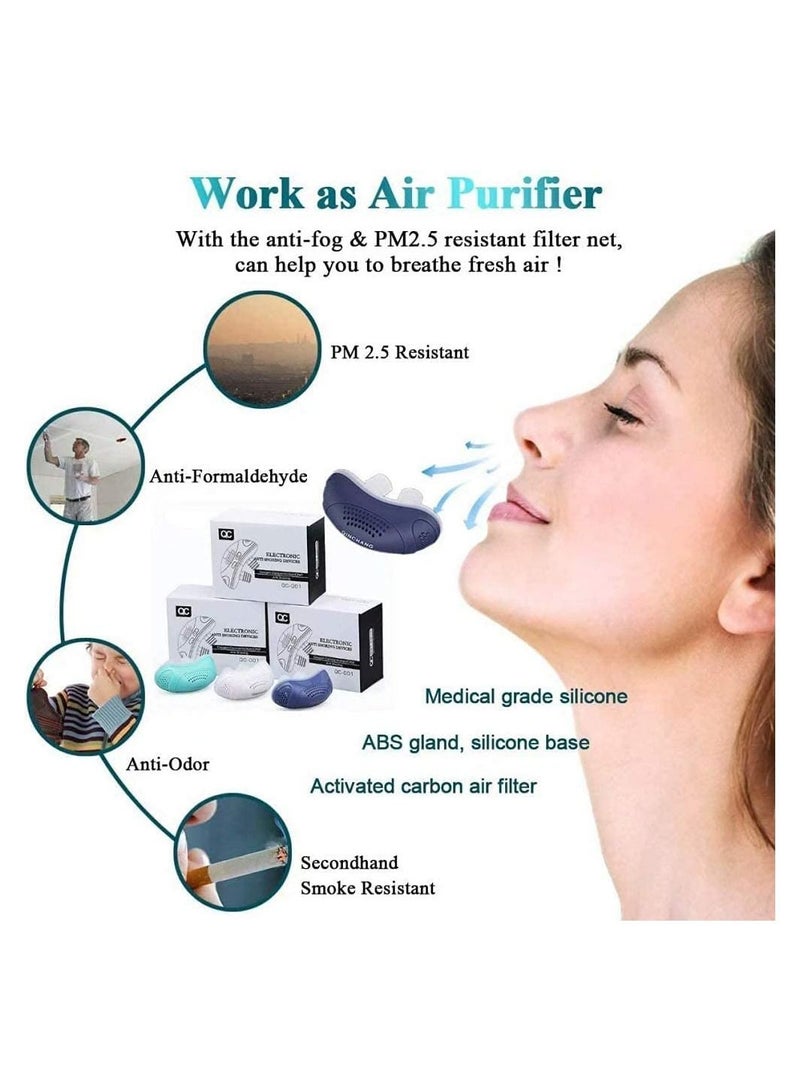 سيوسي أجهزة مكافحة الشخير ، سدادة كهربائية أوتوماتيكية للشخير لينة مزدوجة إيدي لتحسين جودة النوم USB صغير لمنع الشخير ، هواء منعش ، تنفس مريح للنوم للنساء والرجال (أبيض) - Image 3