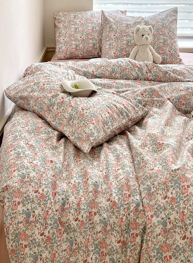 LifeTB Queen Size Comforter Set Boho Pink Floral Bedding Comforter with 2 Pillowcases Vintage French Style Boho Comforter for Queen Bed Cute Flower Bedding Collection for All Season Botanical Comforter Set - Image 5