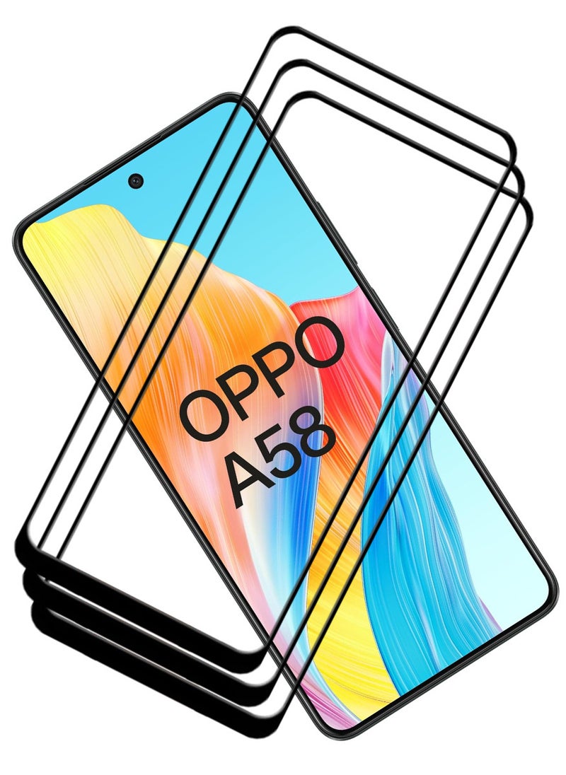 ACLIX 3 Pieces Antistatic ESD Dustproof Premium Quality High Definition Tempered Glass Screen Protector Designed For Oppo A58 4G - Image 1