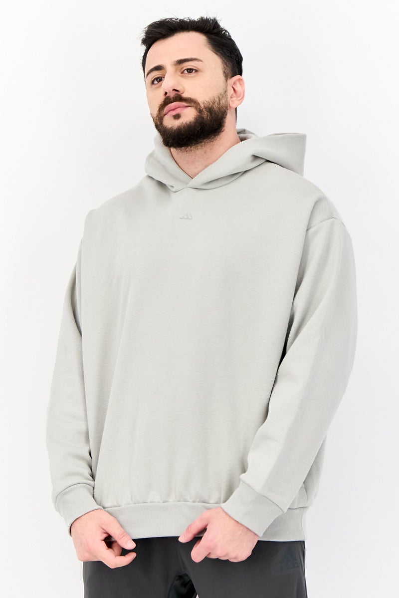 Adidas Men Sportswear Fit Long Sleeves Basketball Hoodie, Grey - Image 1