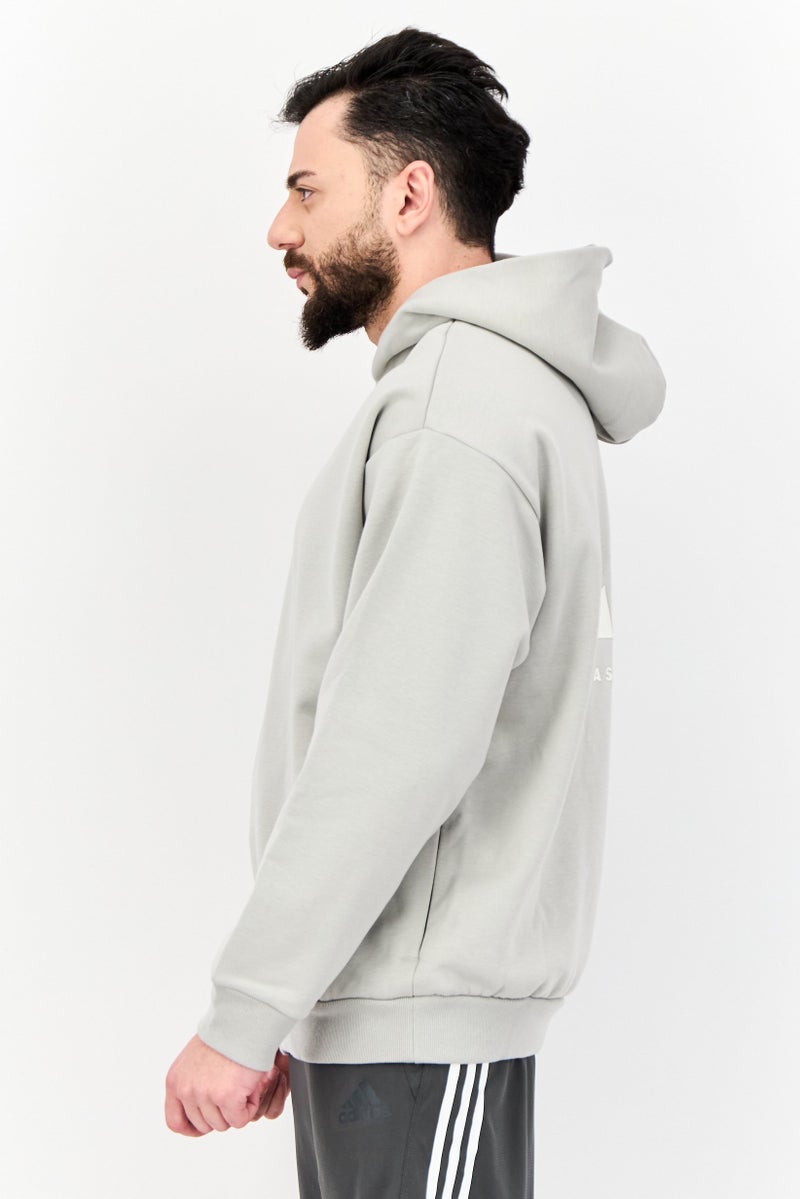 Adidas هودي كرة سلة رياضي للرجال بأكمام طويلة، رمادي - Image 2