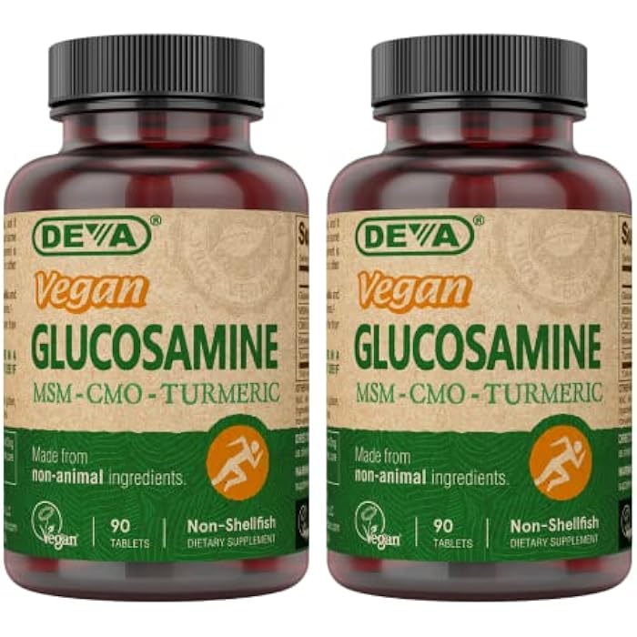 DEVA Vegan Glucosamine-MSM-CMO & Turmeric Supplement - Gluten Free Plant Based Nutritional Supplement - 90 Tablets (Pack of 2) - Image 1