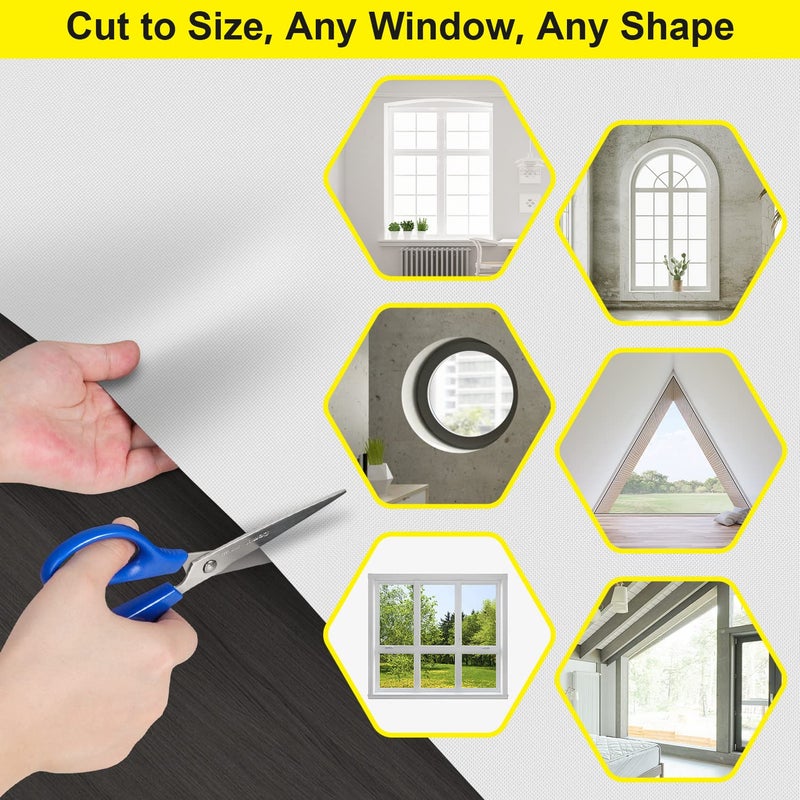 FADOTY Cuttable Blackout Shades Fabric Sheet, Blackout Curtains for Bedroom, Portable 100% Black Out Window Cover Film, No Drill Window Blinds, Sun Heat Light Blocker for Travel Media Dorm, 57'' W - Image 5