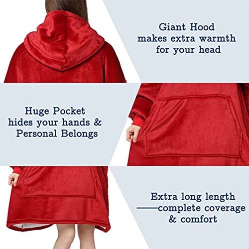 Maharsh Oversized Hoodie Blanket Women Ultra Plush Fleece with Soft Sherpa Reversible Warm Cosy Comfy Wearable Hooded Giant Sweatshirt Throw for Girls Adults Men Boys Kids Big Pocket - Image 5