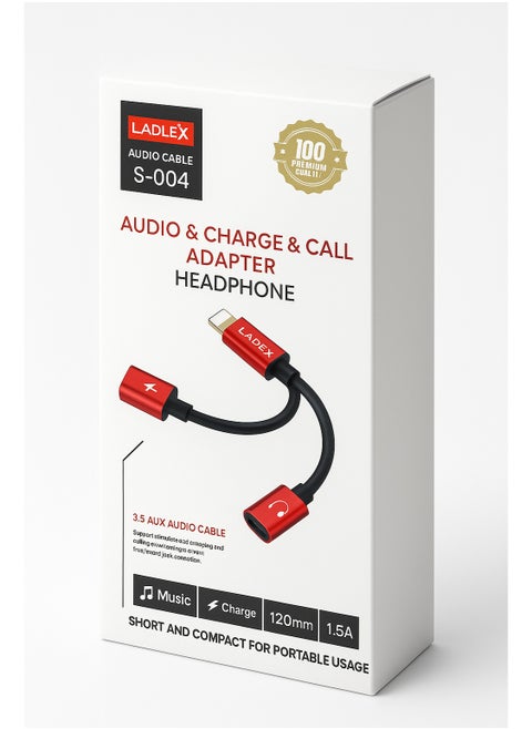 LAOLEXS Lightning to Dual Lightning Adapter – Listen & Charge Simultaneously (Red & Black)