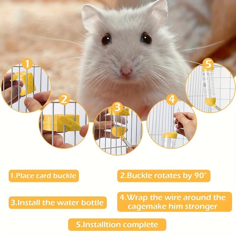 VAYINATO زجاجة مياه تلقائية للحيوانات الأليفة (125 مل، لون عشوائي) من بيتزلايف وورلد، 1 قطعة من البلاستيك للهمستر - Image 4