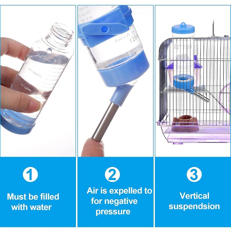 VAYINATO زجاجة مياه تلقائية للحيوانات الأليفة (125 مل، لون عشوائي) من بيتزلايف وورلد، 1 قطعة من البلاستيك للهمستر - Image 2
