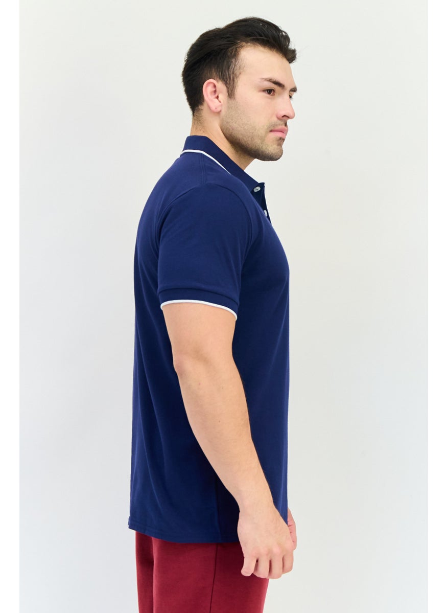 TapouT Men Sportswear Fit Short Sleeve Outdoor Polo Shirt, Navy  - Image 2