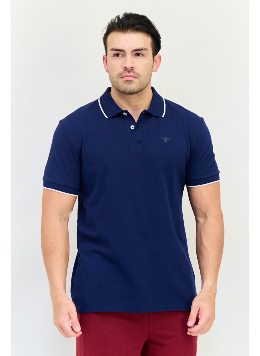 TapouT Men Sportswear Fit Short Sleeve Outdoor Polo Shirt, Navy  - Image 1