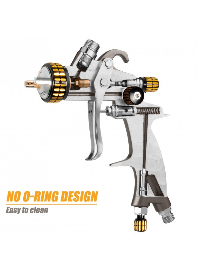 BEETRO HVLP Touch Up Mini Air Spray Gun for Clearcoats 1.0mm Stainless Steel Nozzle 150ml Capacity 7.0CFM 22psi with Type 2 Adapter Air Control Valve and Filter Professional - Image 4