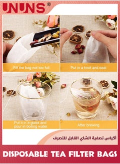 UNUNS Disposable Tea Filter Bags,300 Pcs 8x10cm Safety Food-grade Drawstring Tea Bags,Natural Tea Filter Bags For Loose Tea,Tea Strainer Suitable For Tea Coffee Spice Herbs-White  - Image 3