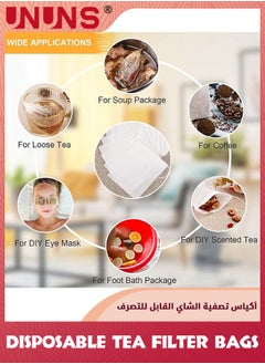 UNUNS Disposable Tea Filter Bags,300 Pcs 8x10cm Safety Food-grade Drawstring Tea Bags,Natural Tea Filter Bags For Loose Tea,Tea Strainer Suitable For Tea Coffee Spice Herbs-White  - Image 5