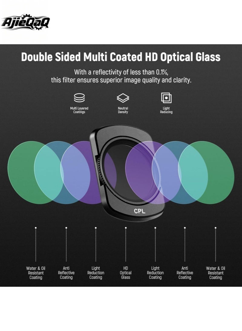AjieQaQ Pocket 4 Pocket 3 Magnetic ND CPL UV Filter Set Compatible with DJI OSMO Pocket 3 Pocket 4 Creator Combo Accessories, Action Camera 6 Pack (CPL UV ND16 ND32 ND64 ND256) Neutral Density & Polarizing & UV Protective Filters - Image 4