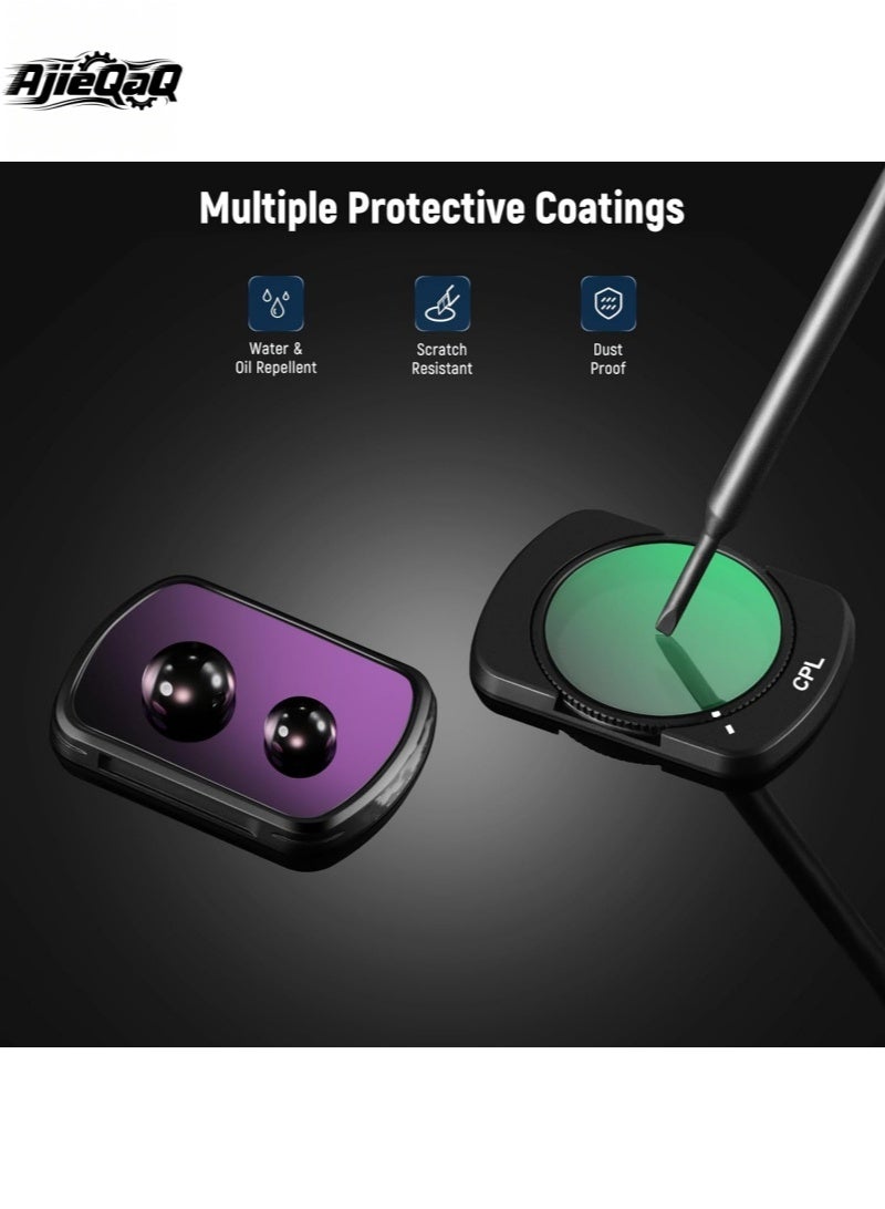 AjieQaQ Pocket 4 Pocket 3 Magnetic ND CPL UV Filter Set Compatible with DJI OSMO Pocket 3 Pocket 4 Creator Combo Accessories, Action Camera 6 Pack (CPL UV ND16 ND32 ND64 ND256) Neutral Density & Polarizing & UV Protective Filters - Image 3