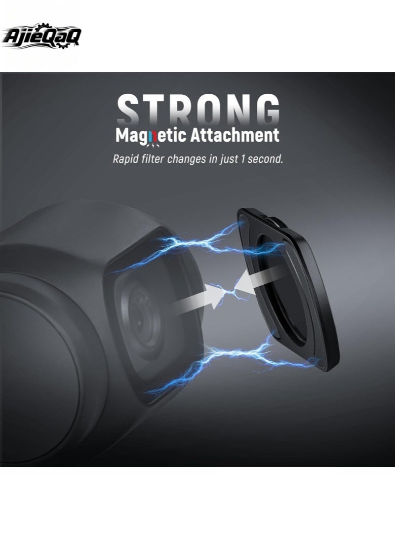 AjieQaQ Pocket 4 Pocket 3 Magnetic ND CPL UV Filter Set Compatible with DJI OSMO Pocket 3 Pocket 4 Creator Combo Accessories, Action Camera 6 Pack (CPL UV ND16 ND32 ND64 ND256) Neutral Density & Polarizing & UV Protective Filters - Image 2