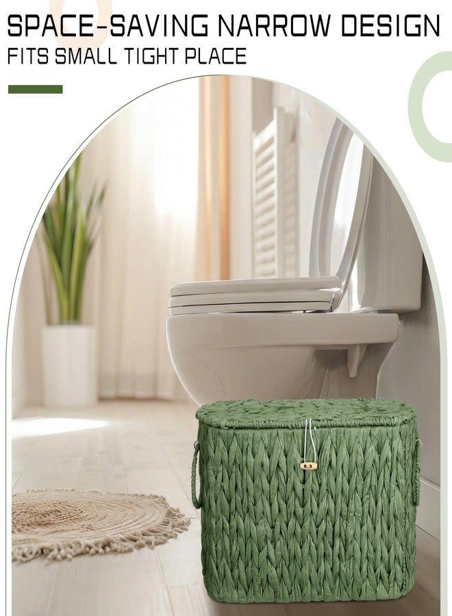 Kathfly Sage Green Toilet Paper Storage Basket with Lid Large Decorative Toilet Paper Holder Free Standing Woven Organizer for Home Bathroom Kitchen Vanities Home Offices - Image 4
