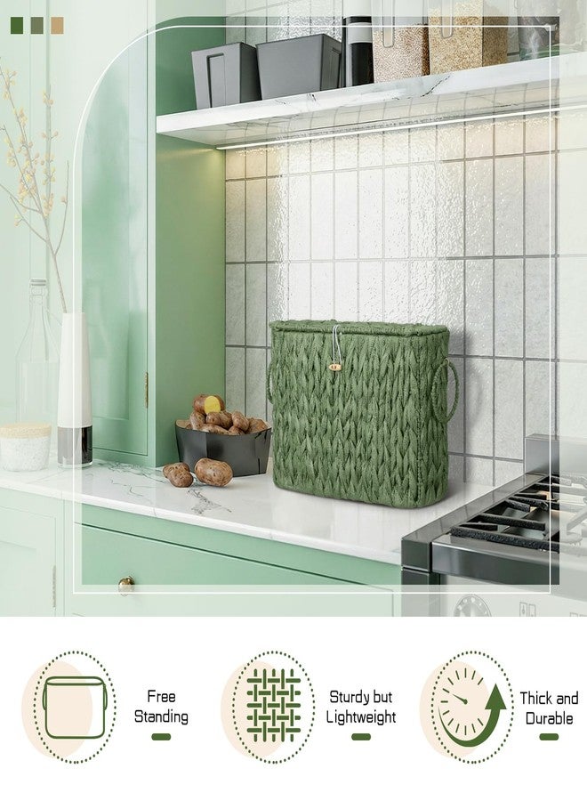 Kathfly Sage Green Toilet Paper Storage Basket with Lid Large Decorative Toilet Paper Holder Free Standing Woven Organizer for Home Bathroom Kitchen Vanities Home Offices - Image 3