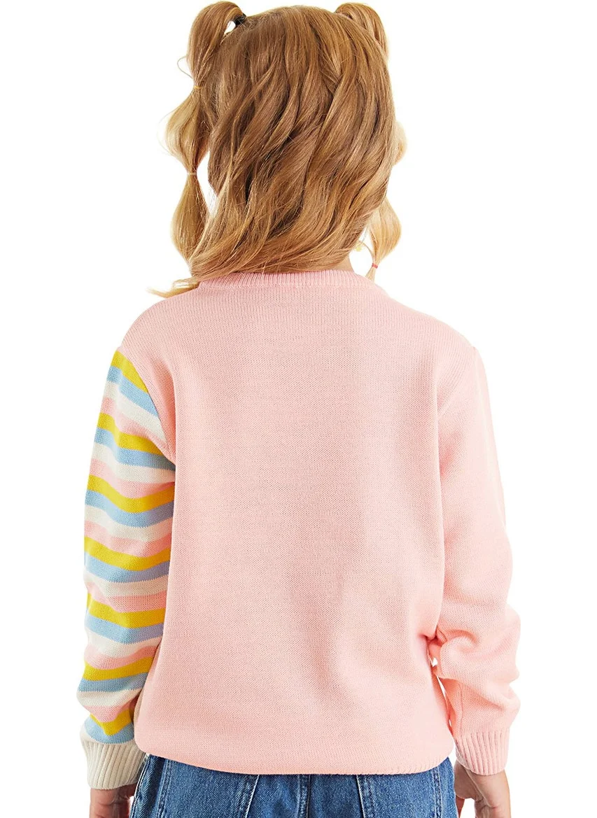 Denokids Unicorn Girl Pink Knitted Sweater