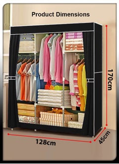 Portable 125Cm Closets Folding Wardrobe with 3 Hanging Rods and 6 Storage Organizer Rack Shelves Non-Woven Fabric Stable Shelf and Easy Assembly For Clothes Strong and Durable Cabinet - pzsku/ZD3C2A6883196BAB0E035Z/45/_/1707891047/9f95895f-9c3a-4327-b701-145bf97e51f2