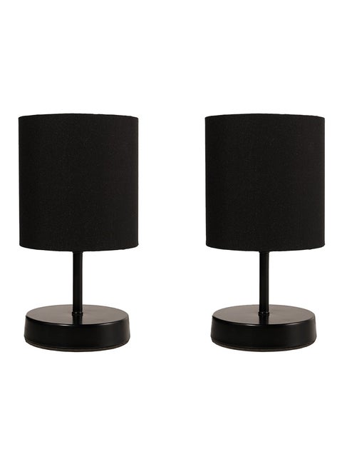 2 Pcs Table Lamps With A  Shape, With A Unique Fabric  And Metal - Modern Table Lamp for Bedroom & Living Room | Color: Black × Black | Size: 28x15x15 cm