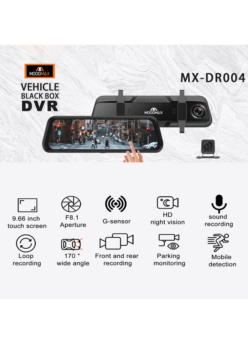 MOOGMAX - MOOGMAX MXDR004 Vehicle Black Box - 9.66" Display Car DVR, Dual Record Camera, Car Video Recorde - Image 1