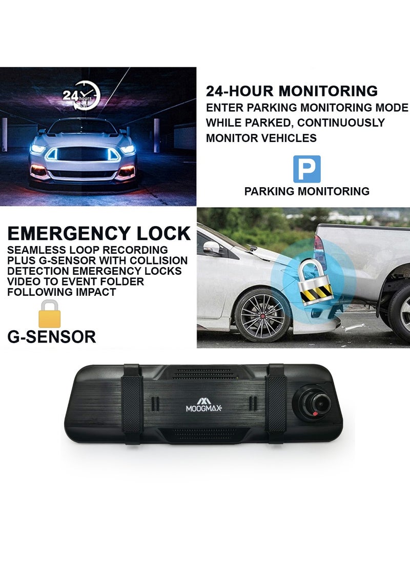 MOOGMAX - MOOGMAX MXDR004 Vehicle Black Box - 9.66" Display Car DVR, Dual Record Camera, Car Video Recorde - Image 1