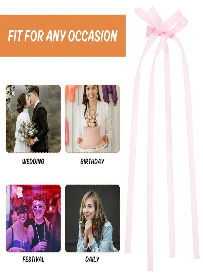 Qintreesify Pink Cute Bows Hair Clips Bow Hairpin Sweet Double Bow Hair Barrettes For Women Girl Cute Braided Long Ribbon Hair Clips Headwear Fashion Hair Accessories - Image 5