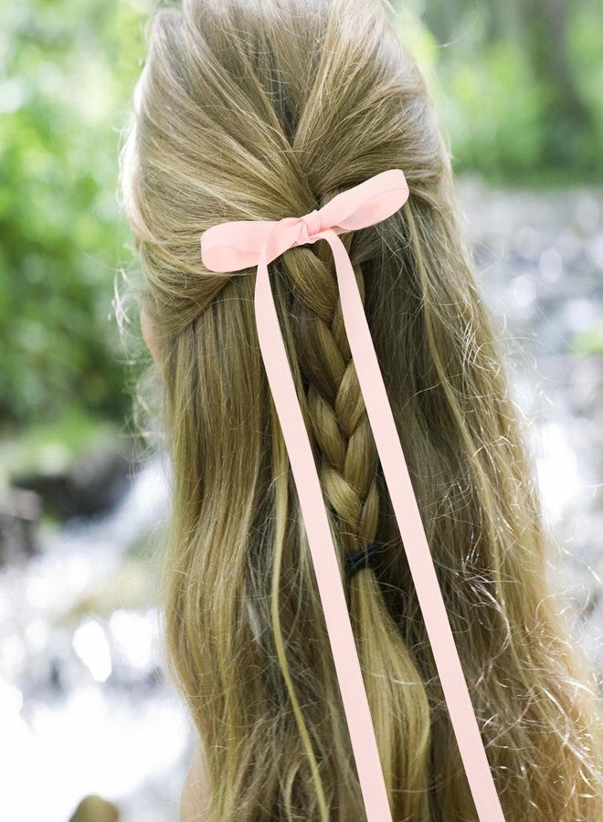Qintreesify Pink Cute Bows Hair Clips Bow Hairpin Sweet Double Bow Hair Barrettes For Women Girl Cute Braided Long Ribbon Hair Clips Headwear Fashion Hair Accessories - Image 2