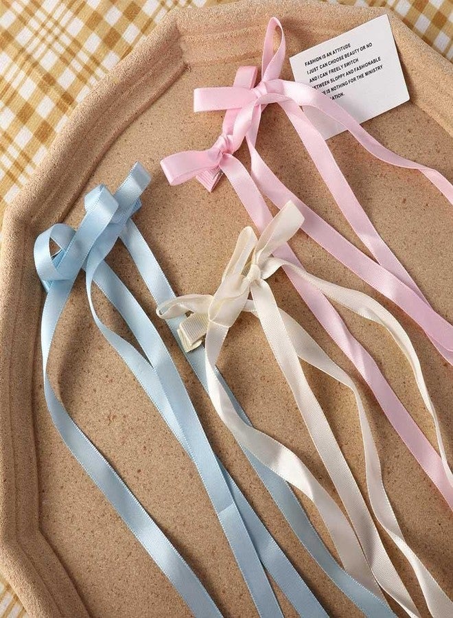 Qintreesify Pink Cute Bows Hair Clips Bow Hairpin Sweet Double Bow Hair Barrettes For Women Girl Cute Braided Long Ribbon Hair Clips Headwear Fashion Hair Accessories - Image 4