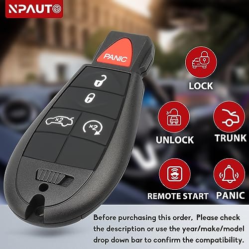 NPAUTO Key Fob Fobik Replacements for Dodge Challenger 2008-2014, Durango, Charger, Chrysler 300, Jeep Grand Cherokee Truck Keyless Entry Remote Control Start Car Key Fob (M3N5WY783X, 433 MHz, 2-Pack) - Image 4