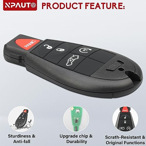 NPAUTO Key Fob Fobik Replacements for Dodge Challenger 2008-2014, Durango, Charger, Chrysler 300, Jeep Grand Cherokee Truck Keyless Entry Remote Control Start Car Key Fob (M3N5WY783X, 433 MHz, 2-Pack) - Image 2