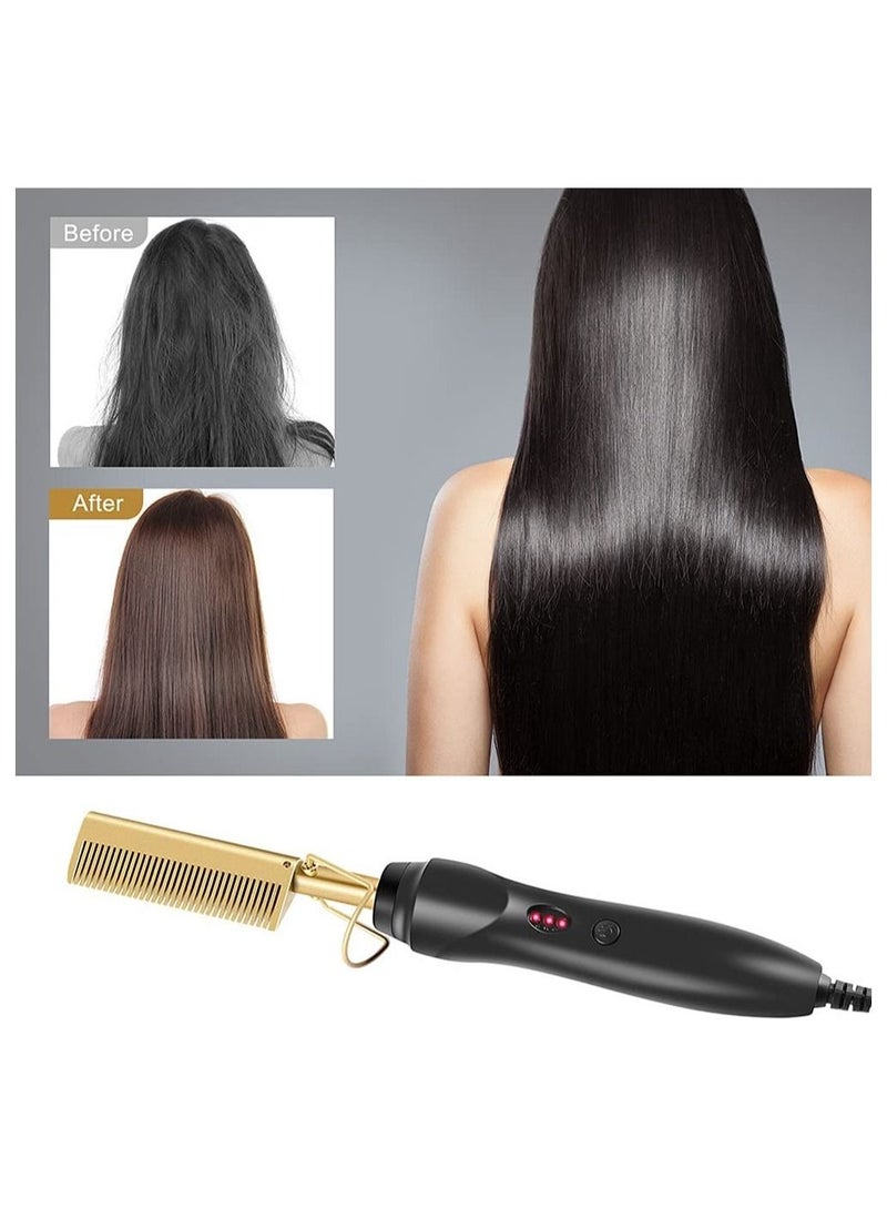 Electric Hot Flat Hair Straightening Smoothing Heating Iron Comb Brush - Image 3