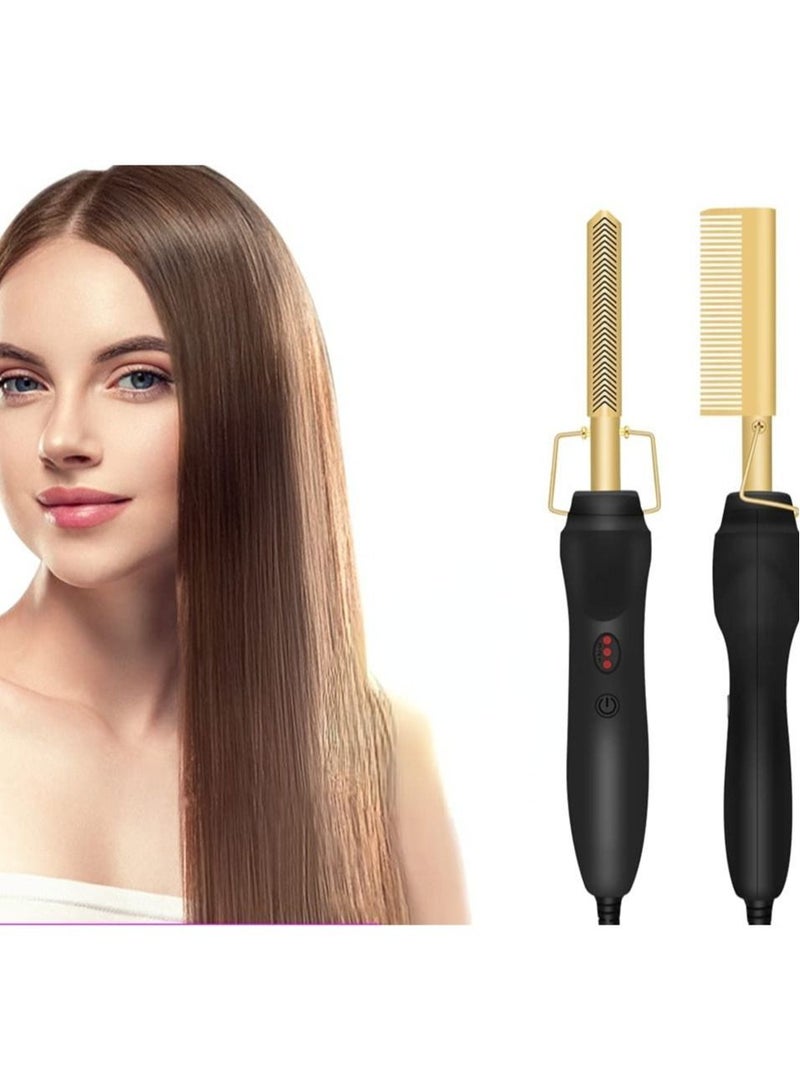 Electric Hot Flat Hair Straightening Smoothing Heating Iron Comb Brush - Image 2