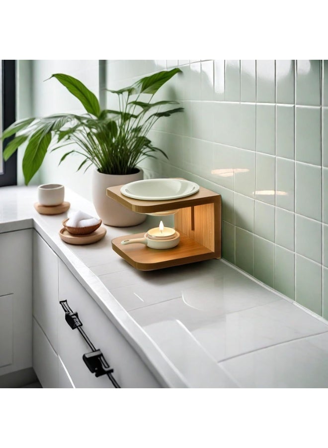 موثوقية التنبؤ حامل شموع الشاي الخشب الخفيف، حامل شموع الشاي الخشبية، شمعة شعلة الزيوت العطرية مع ملعقة شمعة، مناسبة للتأمل في السبا واليوجا - Image 3