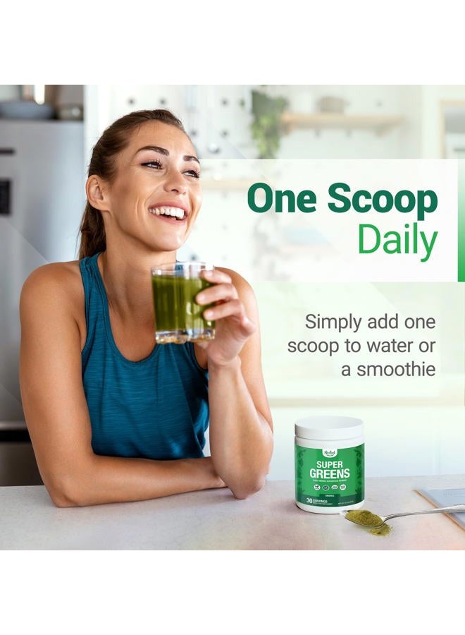 Nested Naturals Super Greens Daily Greens Superfood Powder - Certified USDA Organic Green Powder w/20+ Whole Foods, Spirulina Powder, Wheat & Barley Grass - Probiotics, Fiber & Enzymes - Original Flavour, 30 Servings - Image 4