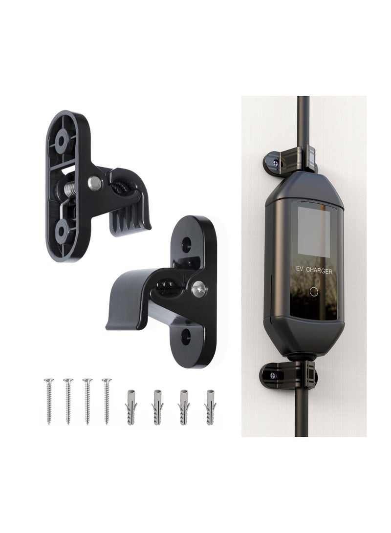Universal EV Charger Holder with Flexible Layout, Includes 2 Cable Clips for SAE J1772 and Tesla Connectors - Image 1