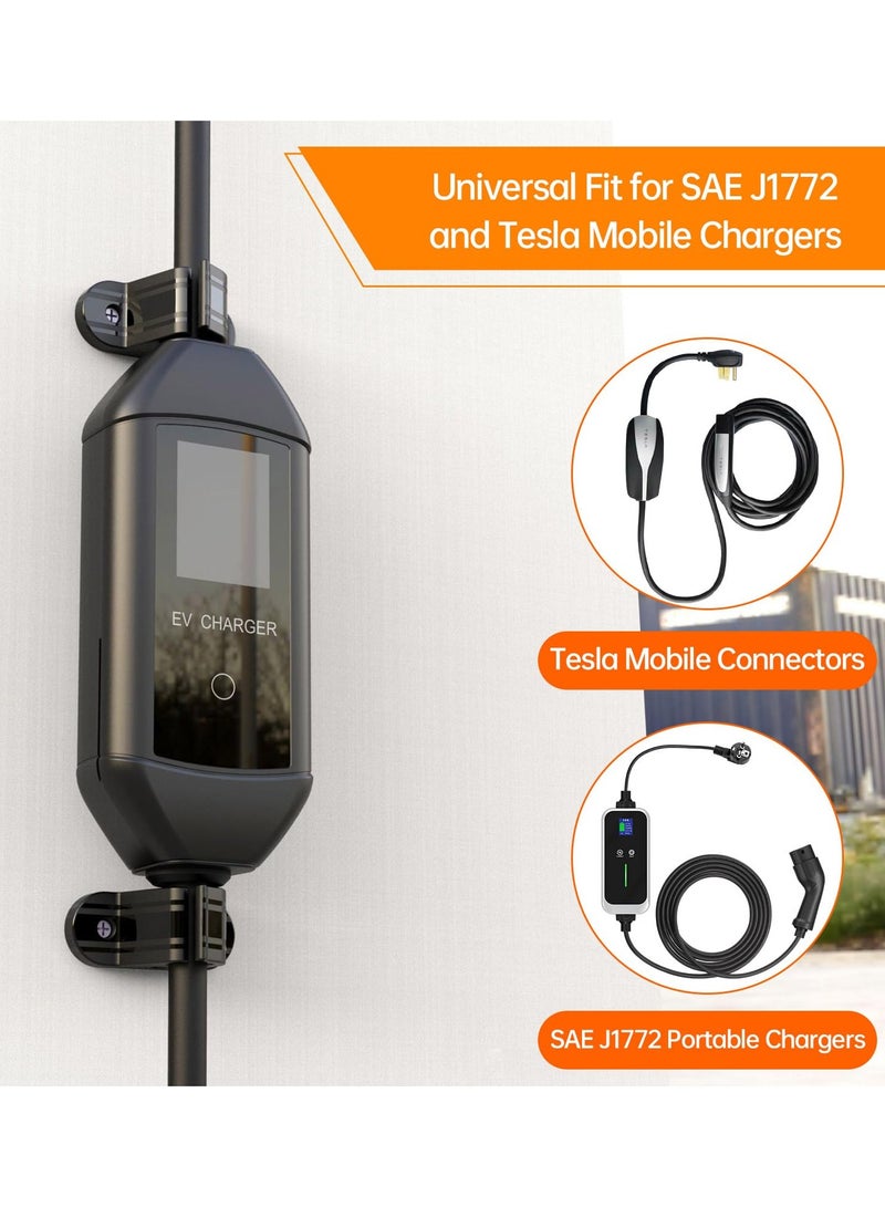 Universal EV Charger Holder with Flexible Layout, Includes 2 Cable Clips for SAE J1772 and Tesla Connectors - Image 2