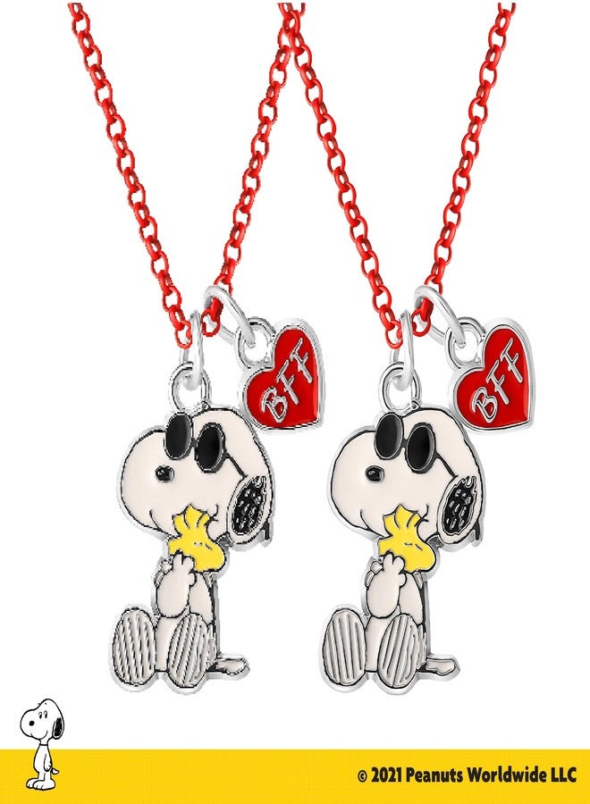 بينتس قلادتان لشخصيتي سنوبي ووودستوك من سلسلة "بينوتس"، مرخصتان رسمياً، طقم من قلادتين بسلسلة حمراء مع تعليقات "أفضل صديقين". - Image 5