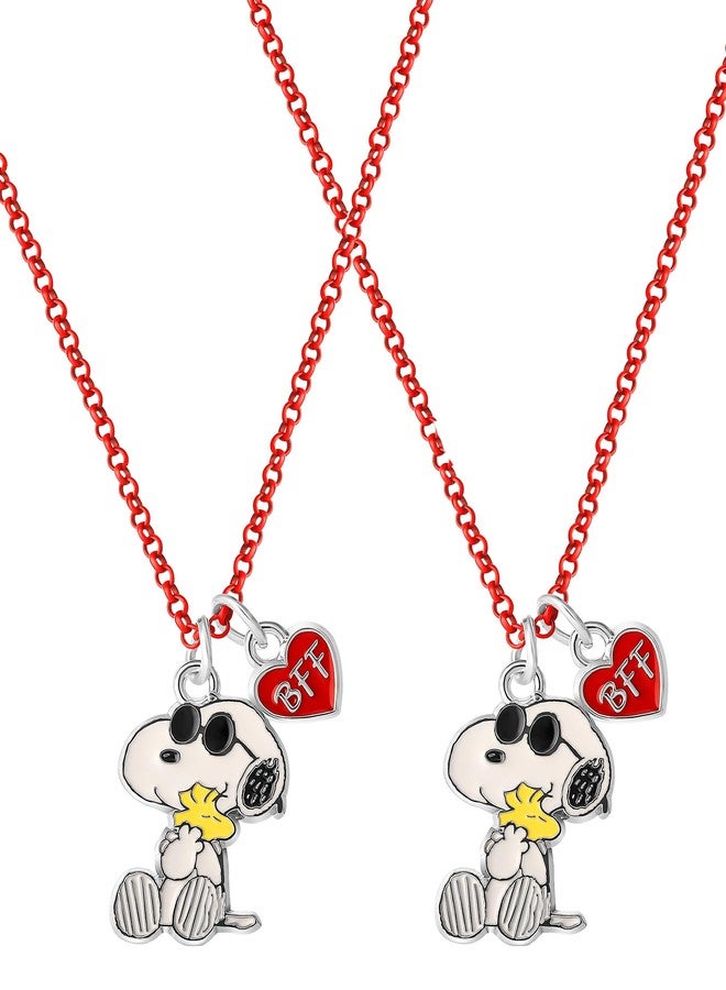 بينتس قلادتان لشخصيتي سنوبي ووودستوك من سلسلة "بينوتس"، مرخصتان رسمياً، طقم من قلادتين بسلسلة حمراء مع تعليقات "أفضل صديقين". - Image 1