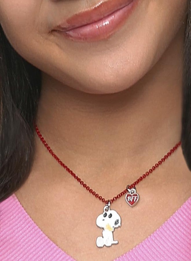بينتس قلادتان لشخصيتي سنوبي ووودستوك من سلسلة "بينوتس"، مرخصتان رسمياً، طقم من قلادتين بسلسلة حمراء مع تعليقات "أفضل صديقين". - Image 2