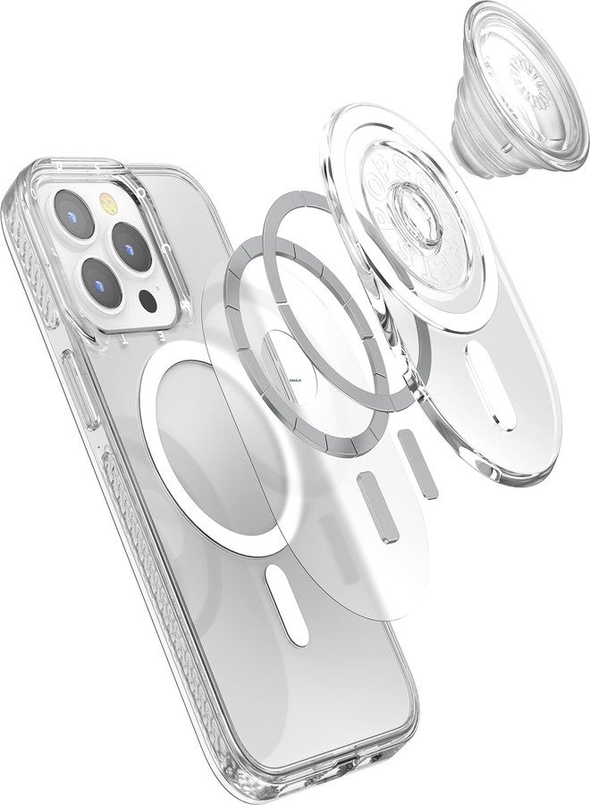 POPSOCKETS غطاء PopSockets لجهاز iPhone 14 Pro Max وقبضة الهاتف متوافق مع MagSafe، حامل الهاتف، متوافق مع الشحن اللاسلكي - شفاف - Image 5
