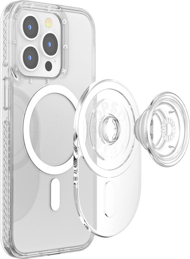 POPSOCKETS غطاء PopSockets لجهاز iPhone 14 Pro Max وقبضة الهاتف متوافق مع MagSafe، حامل الهاتف، متوافق مع الشحن اللاسلكي - شفاف - Image 3