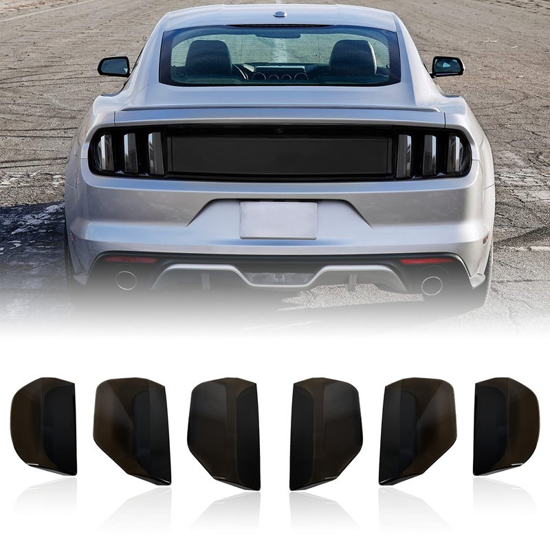 غطاء مصباح الذيل KEWISAUTO لسيارة فورد موستانج 2015-2017، أغطية مصابيح الذيل، زينة تزيينية لسيارة فورد موستانج 2015 2016 2017، ملحقات 6 قطع، أسود مدخن