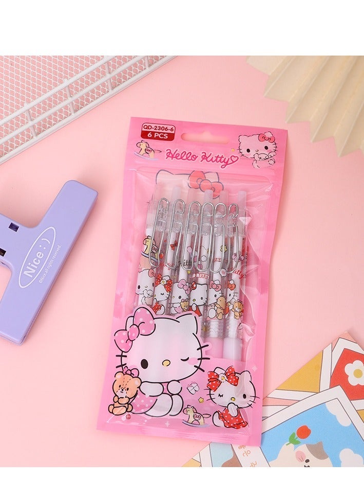 6 Pcs Hello Kitty Rollerball Pen Set For Kids And Students