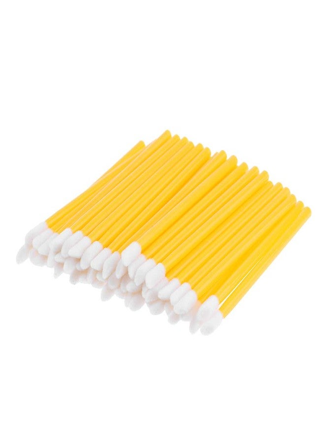 AKOAK 50 Pcs Disposable Lipstick Brush, Lip Gloss Stick, Applicator, Portable Eyeshadow Lip Gloss Brush Cosmetic Tool (yellow) - Image 1