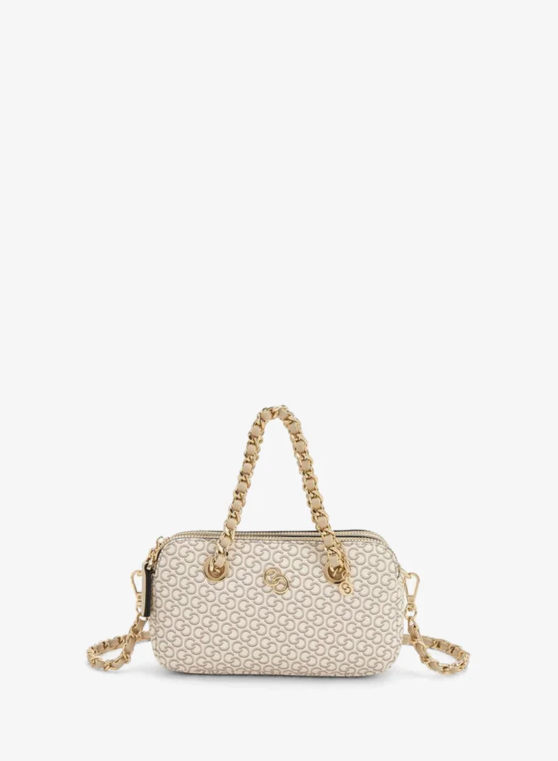 Monogram Print Crossbody Bag With Chain Strap